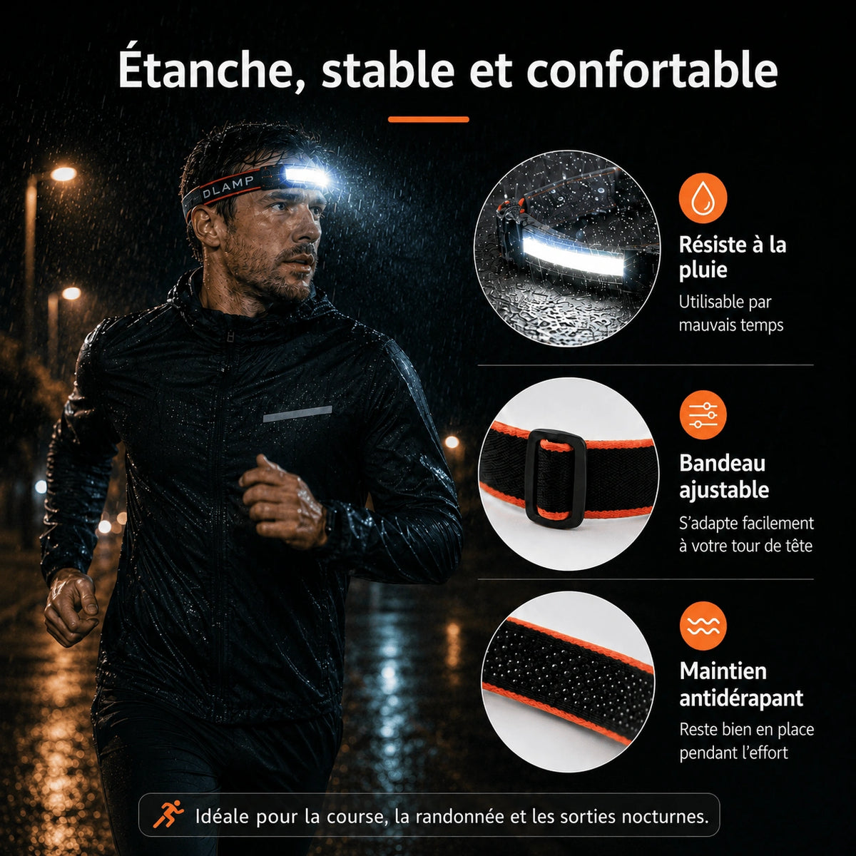 Lampe Frontale Faisceau Large 5