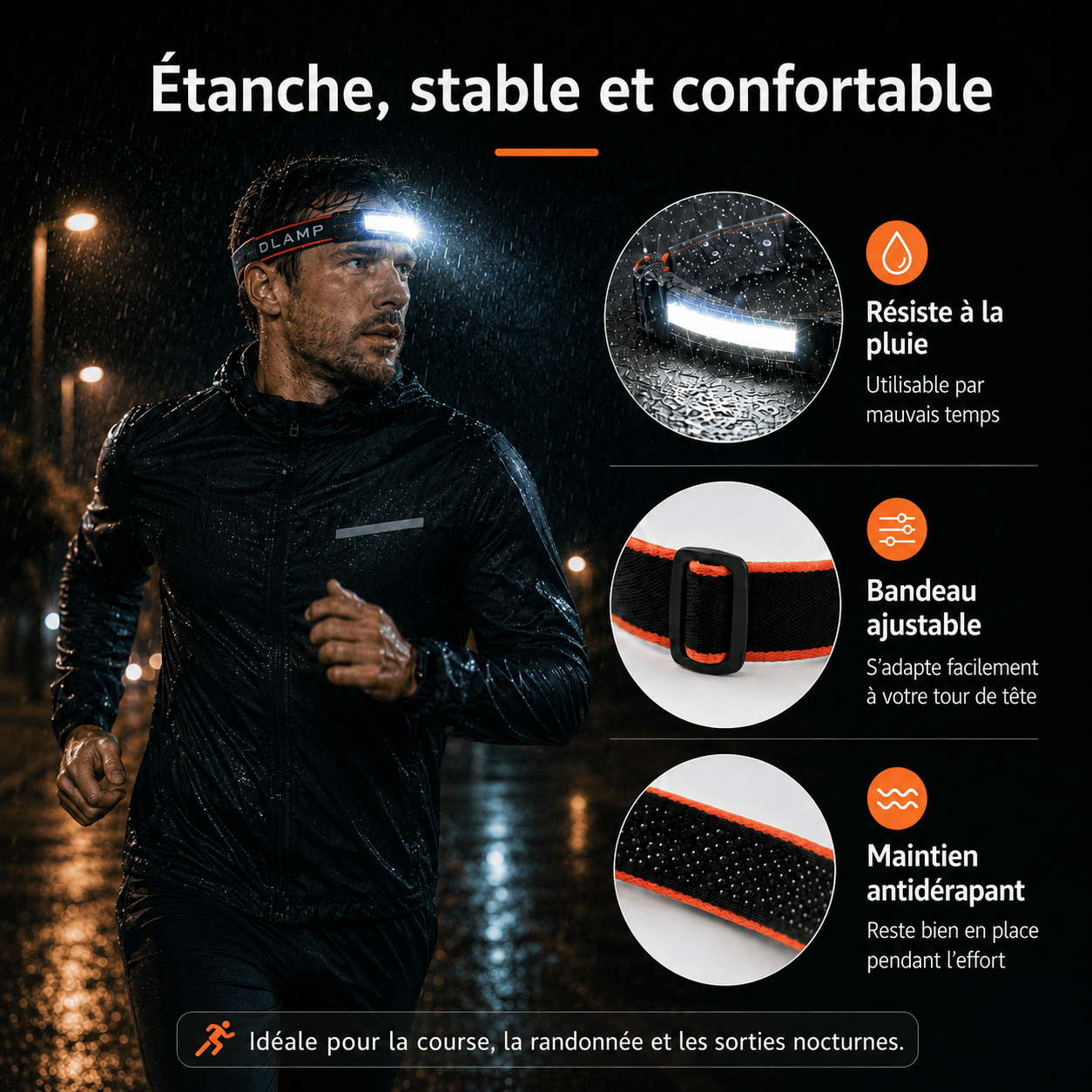 Lampe Frontale Faisceau Large