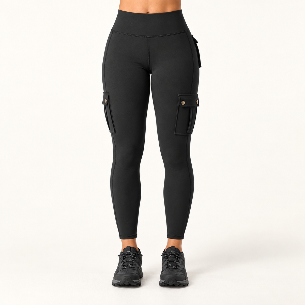 Legging cargo noir – vue portée de face