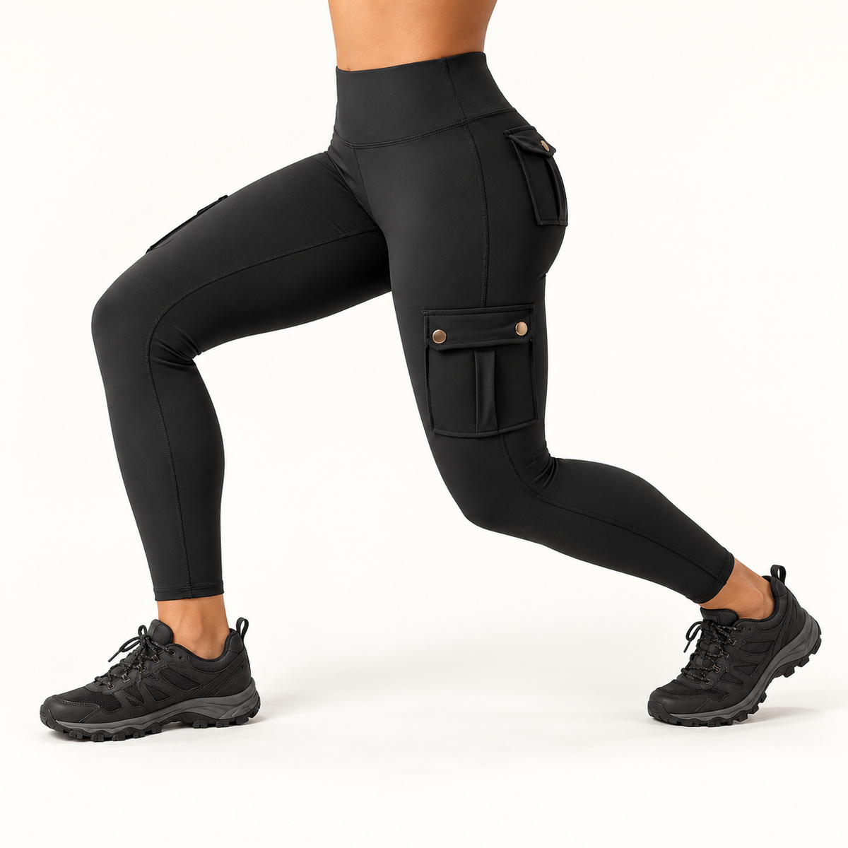 Legging cargo noir – mobilité en fente
