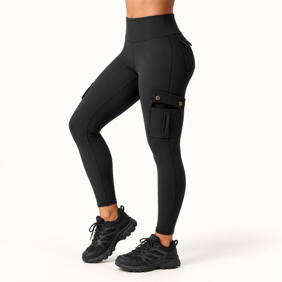 Legging cargo noir – poche de cuisse ouverte
