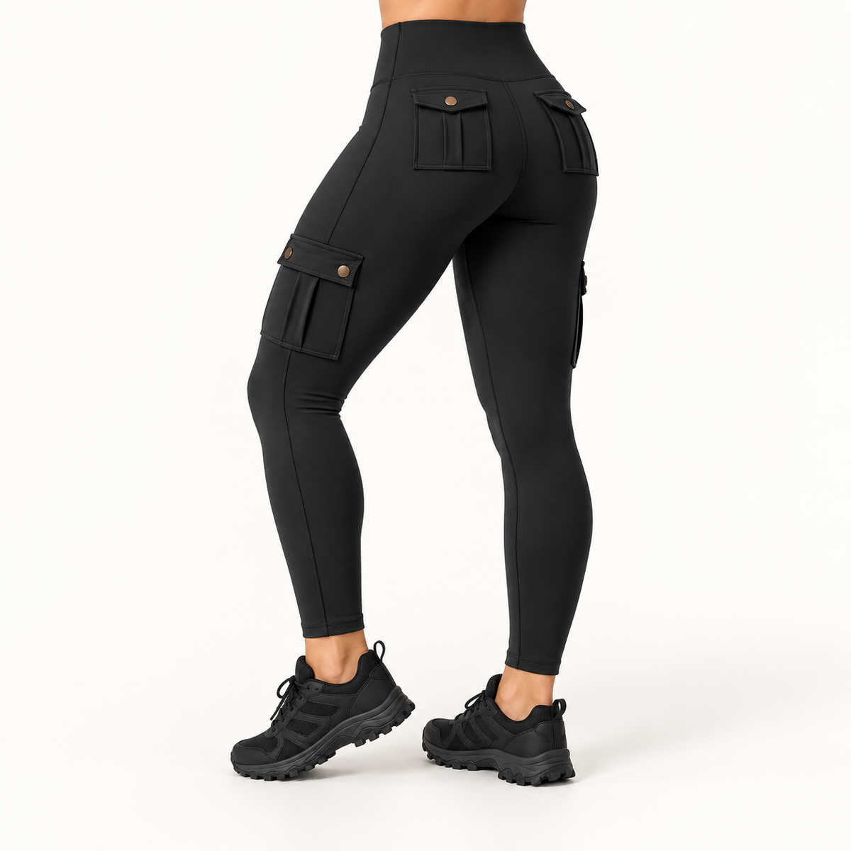 Legging cargo noir – vue trois-quarts