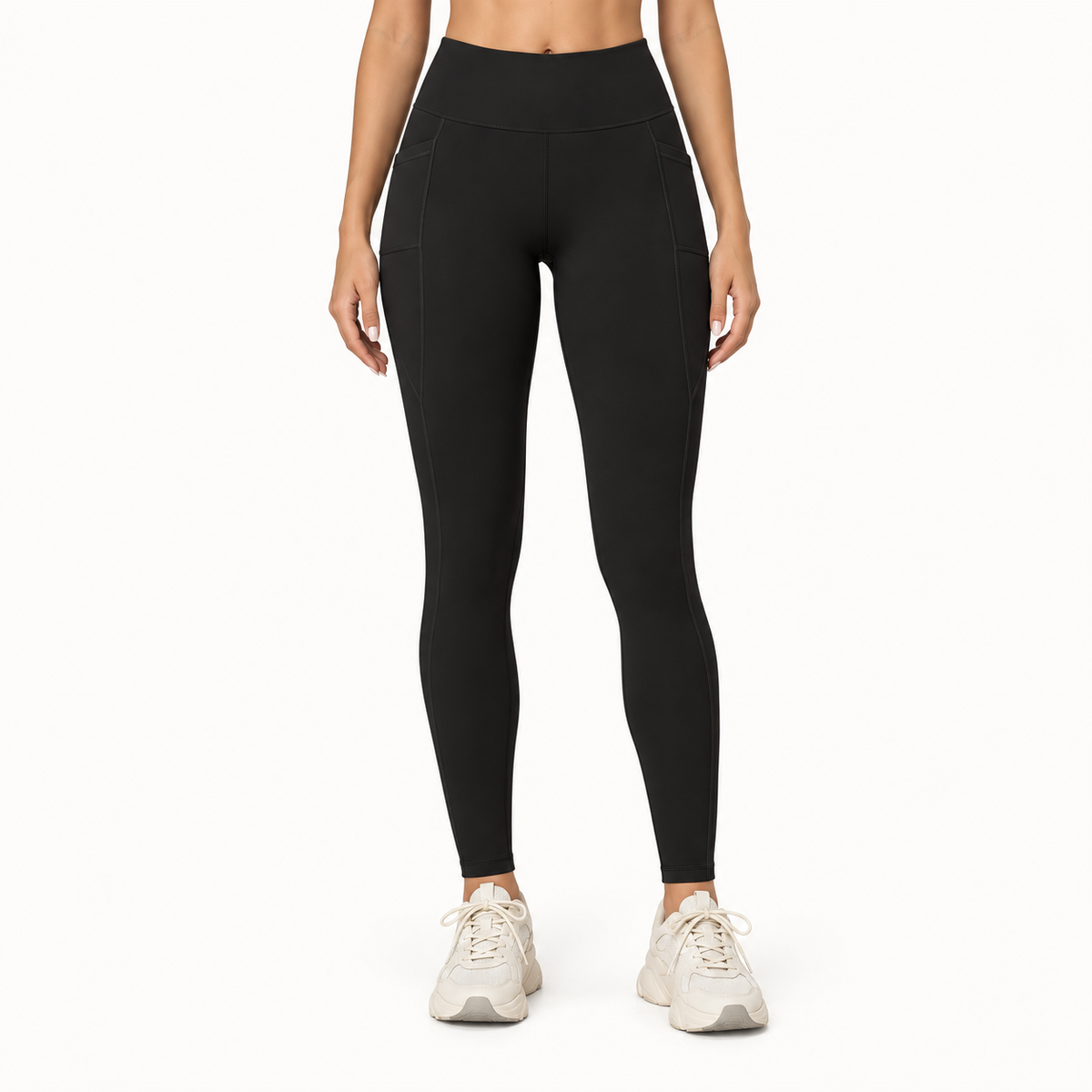 Legging imperméable noir porté — face
