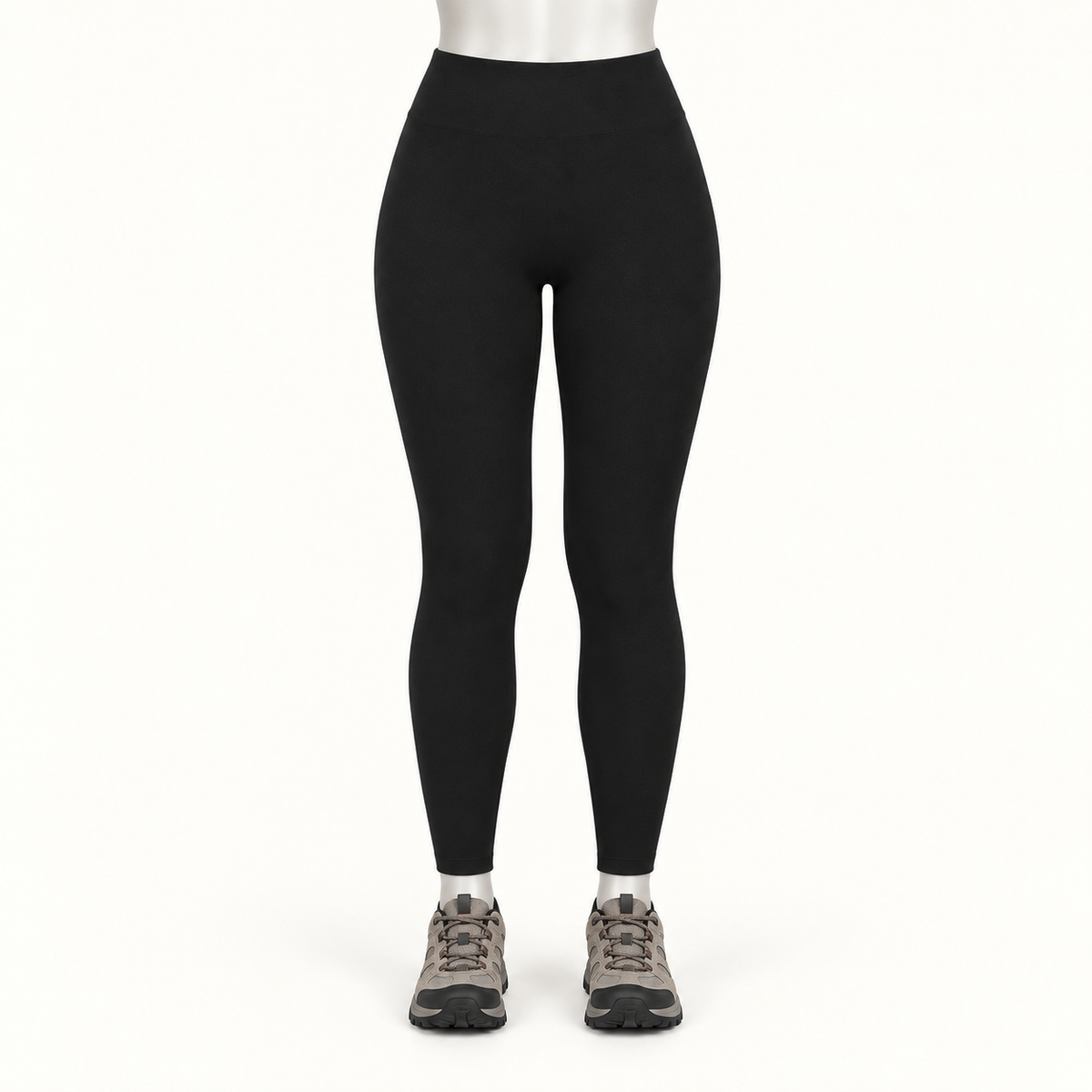Legging randonnée hiver femme noir porté — vue de face