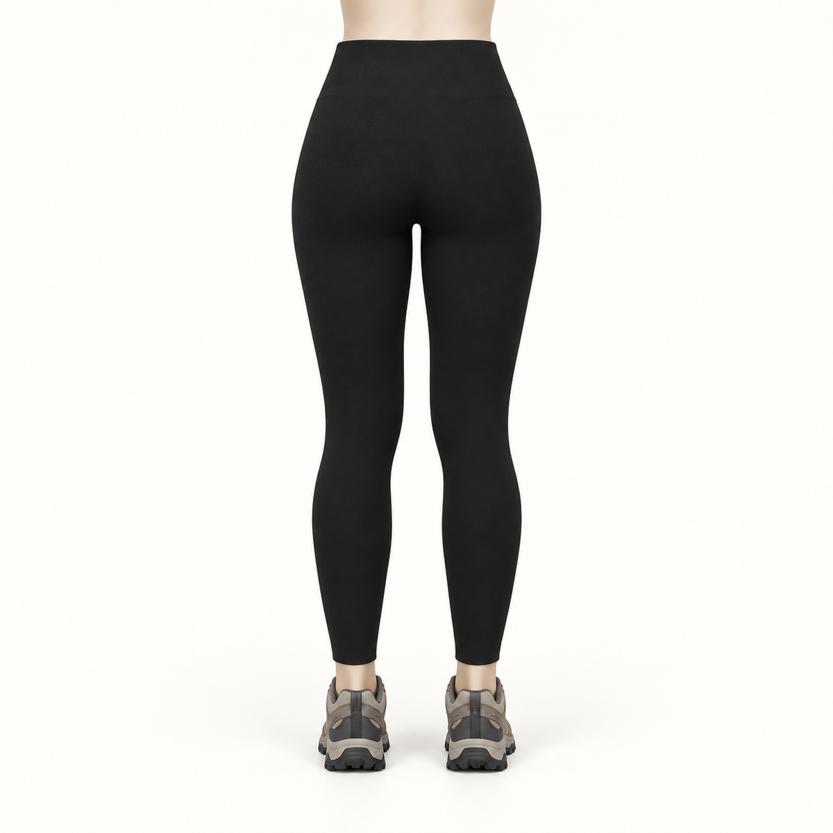 Legging randonnée hiver femme noir porté — vue de dos