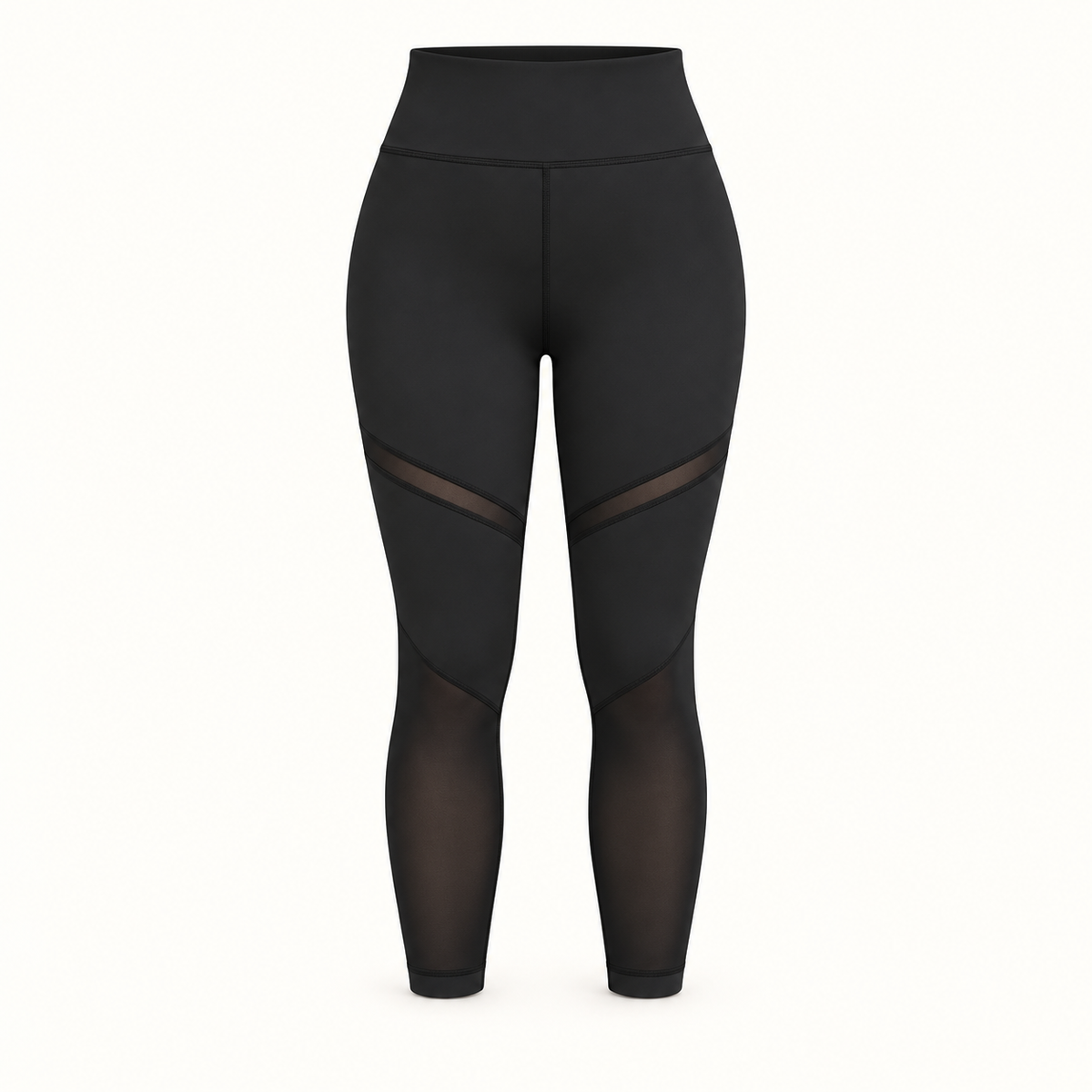 Legging randonnée XXL noir à empiècements mesh — packshot face