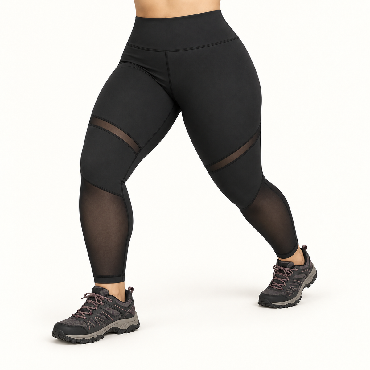 Legging randonnée XXL noir en fente