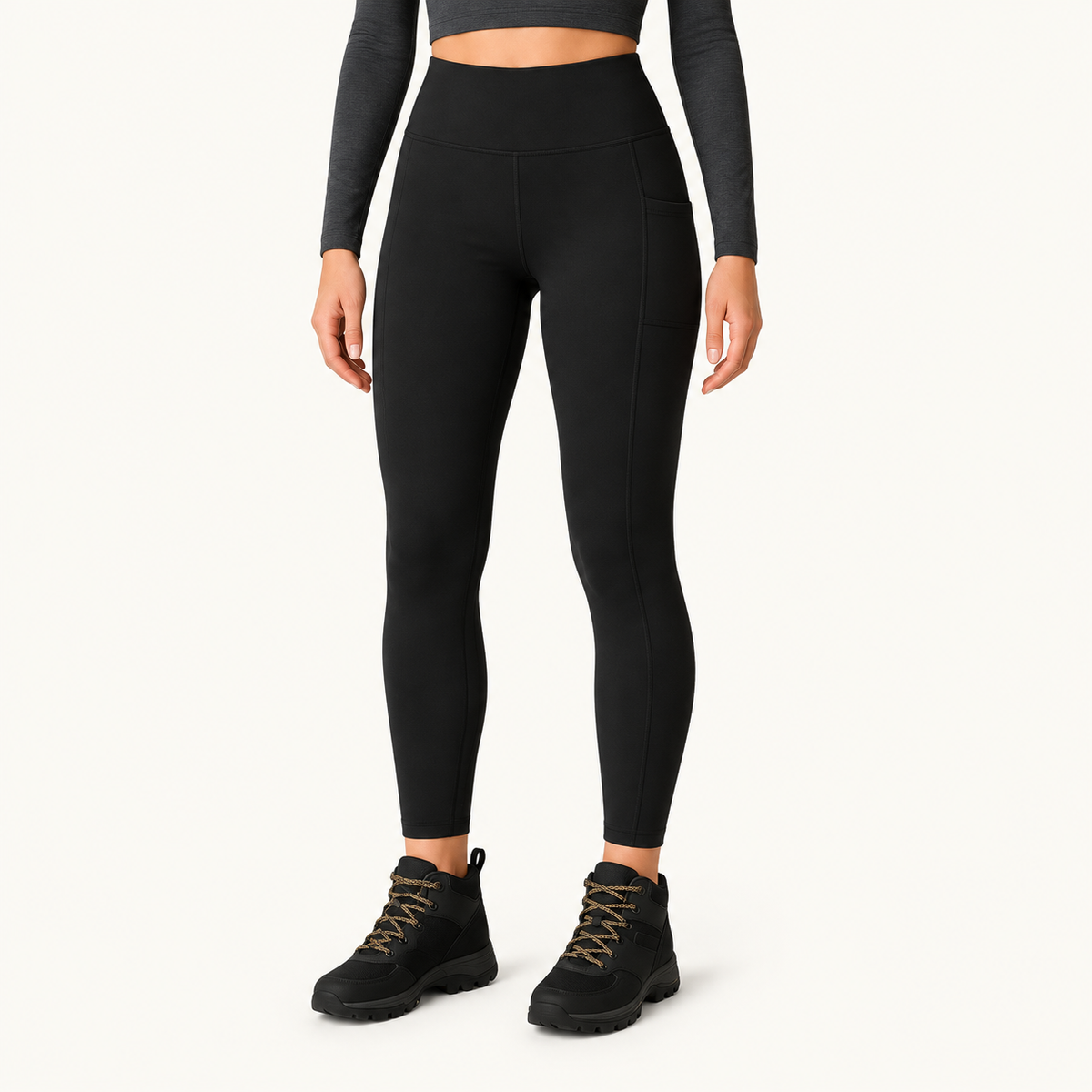 Legging technique femme noir porté — face