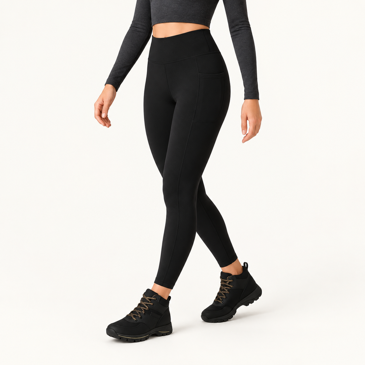 Legging technique femme noir — trois quarts