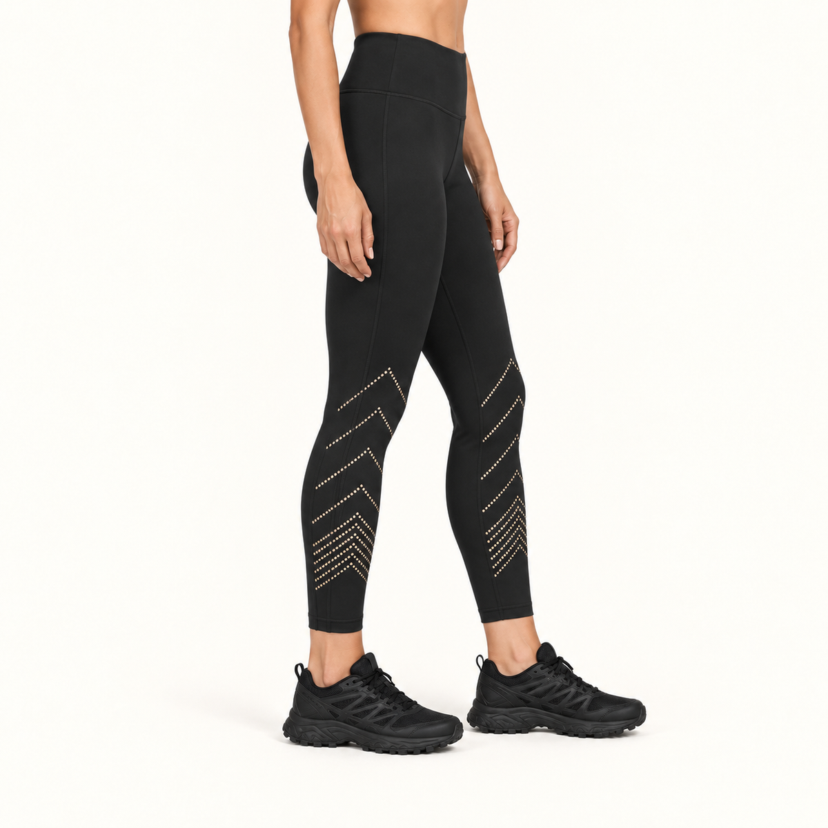 Leggings 7/8 femme noirs portés de profil