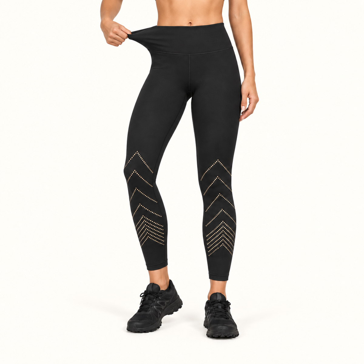 Taille extensible des leggings 7/8 femme noirs
