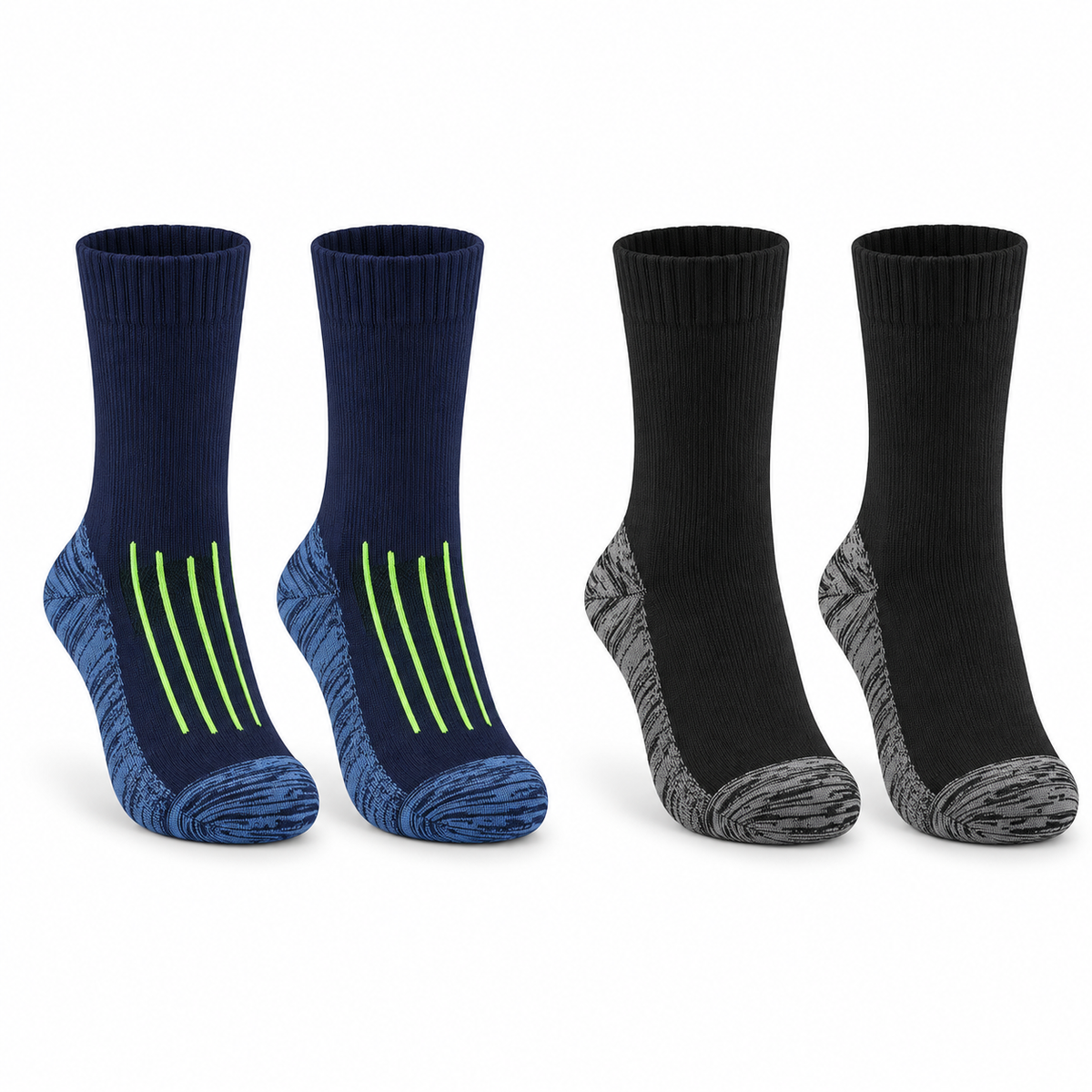 Deux coloris de chaussettes de randonnée homme vus de face