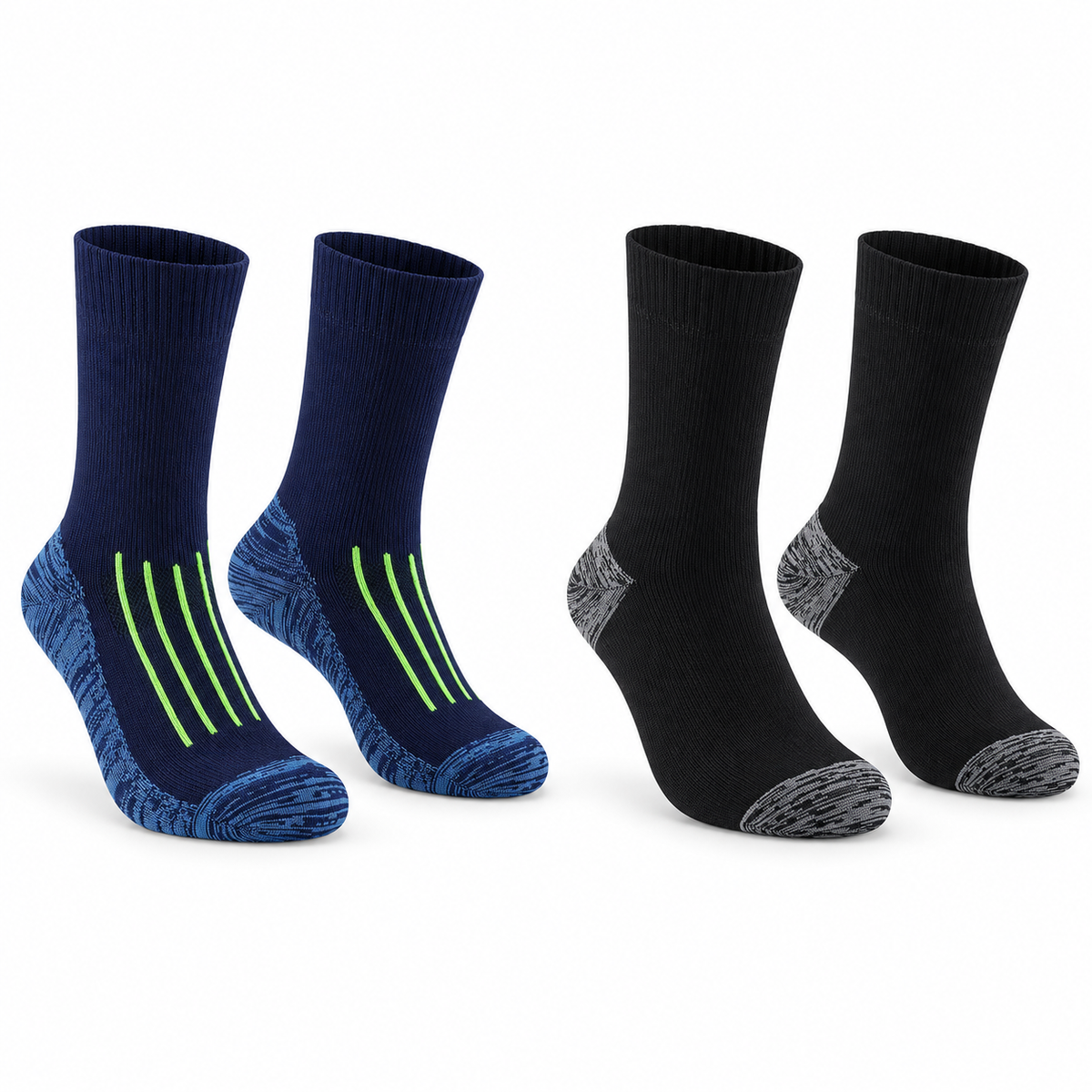 Ouvertures des chaussettes de randonnée homme bleu et noir