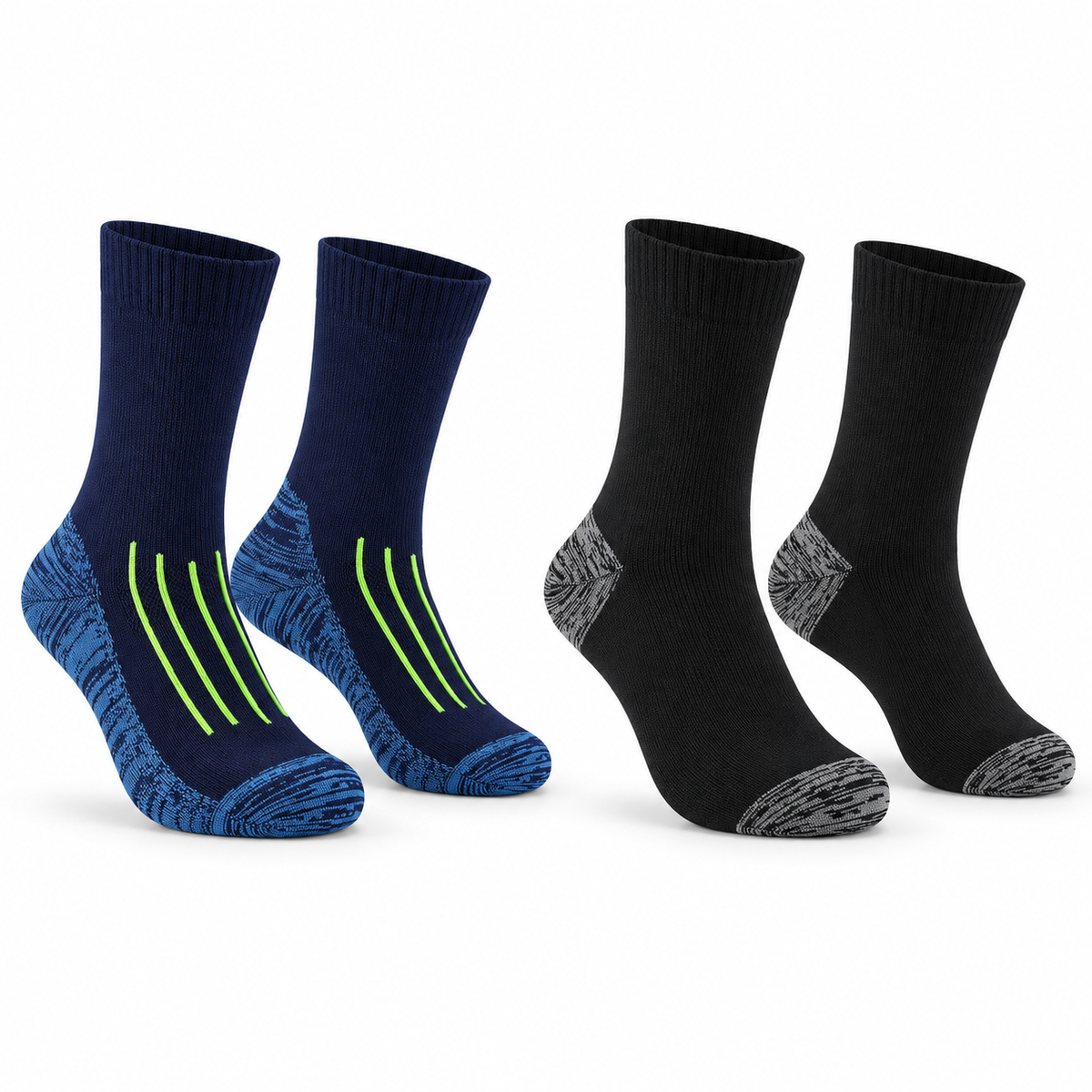 Chaussettes de randonnée homme bleu et noir vues de profil