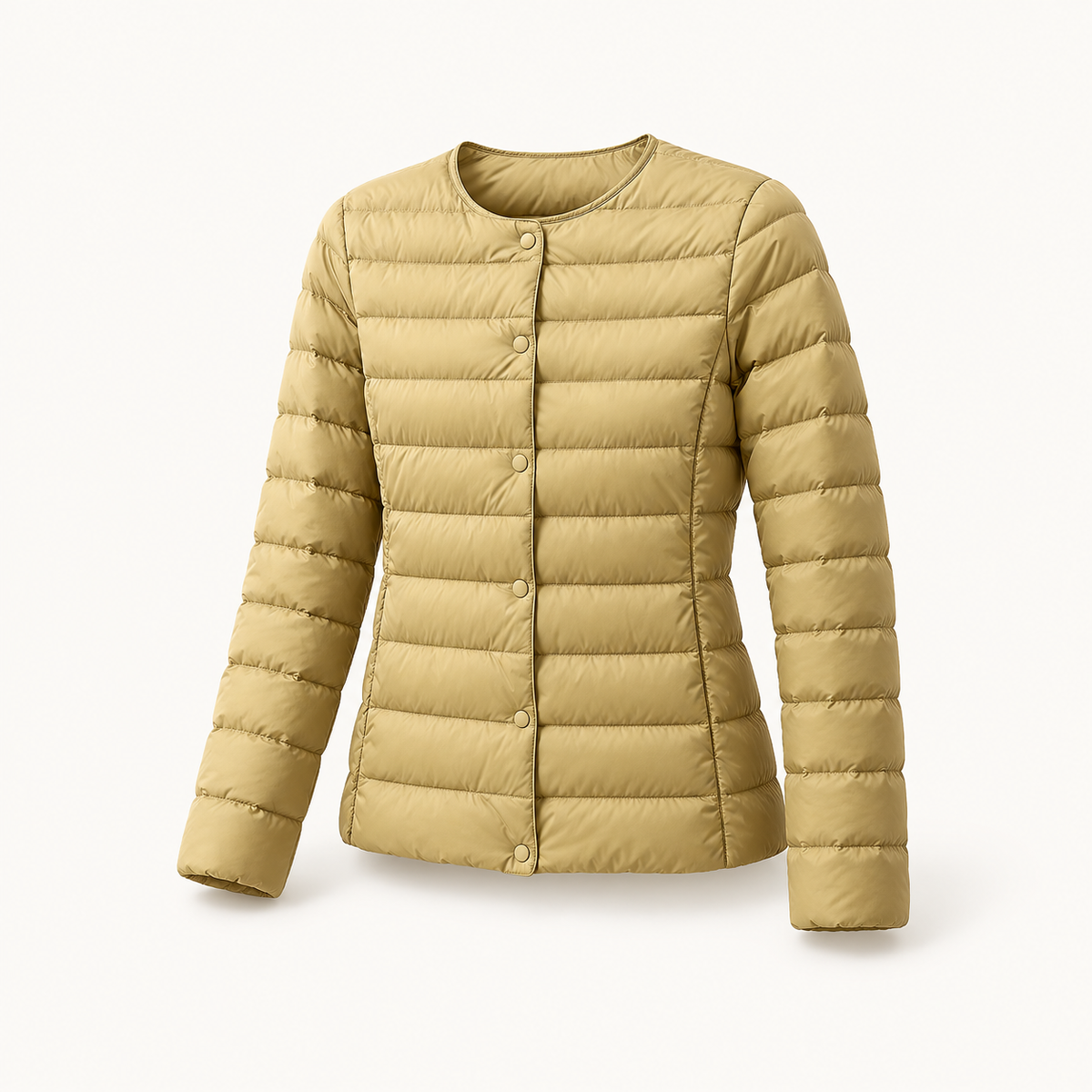 Micro doudoune randonnée femme – vue trois-quarts beige
