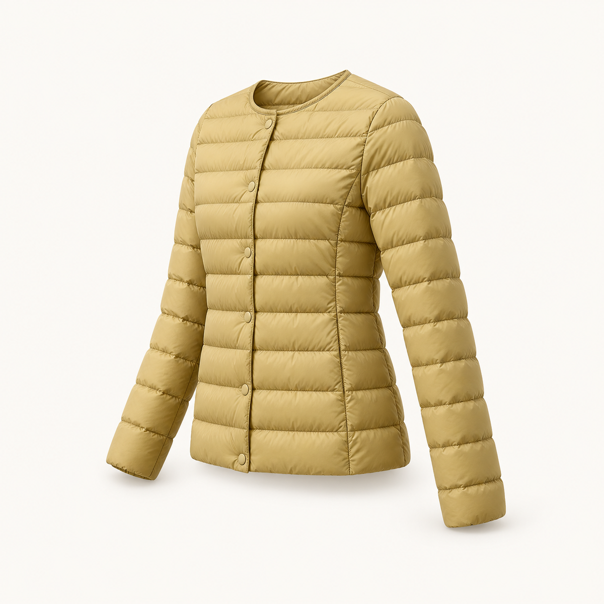 Micro doudoune randonnée femme – vue de profil beige