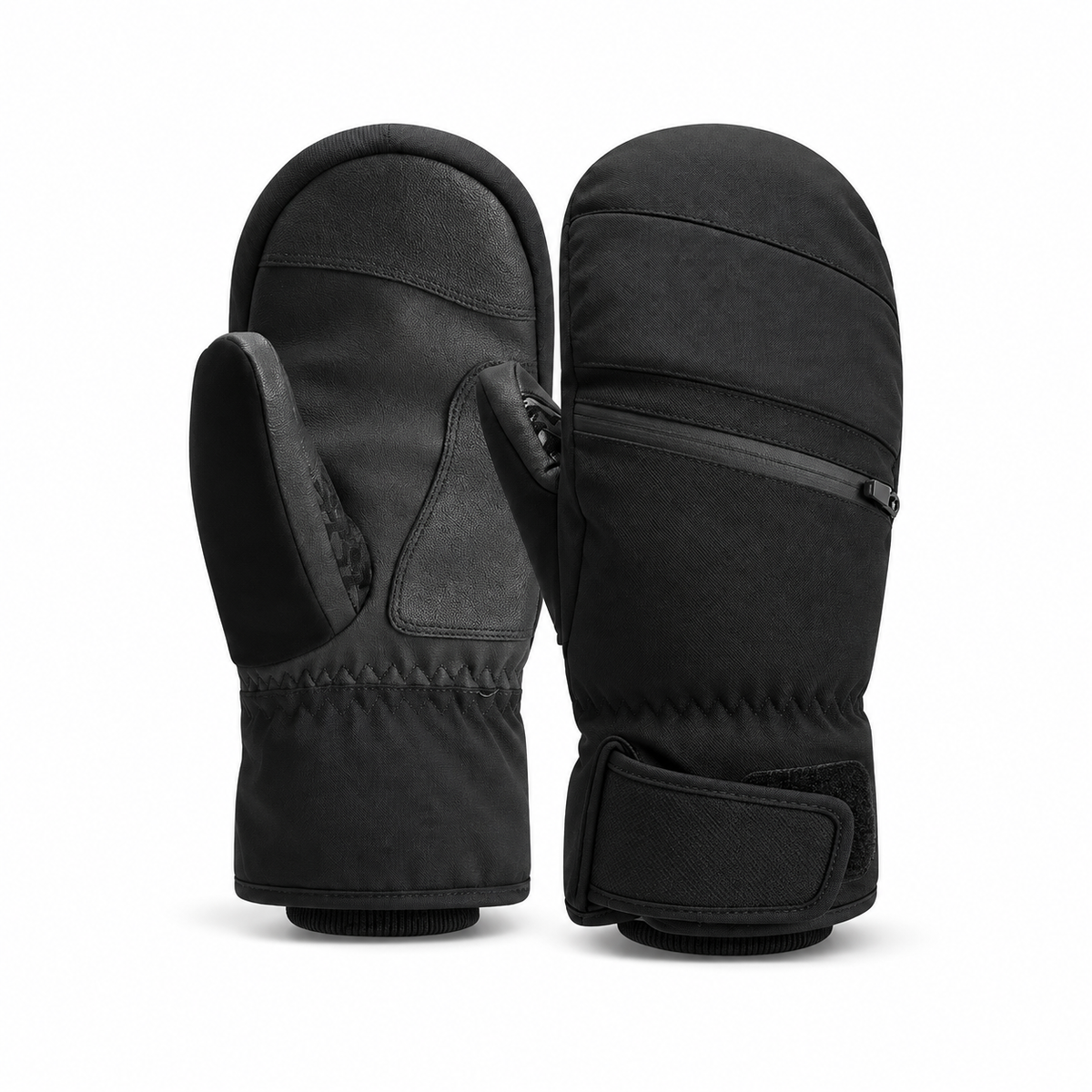 Moufles de ski noires – renforts de paume