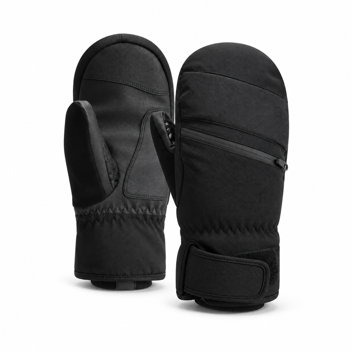 Moufles de ski noires – vue trois-quarts