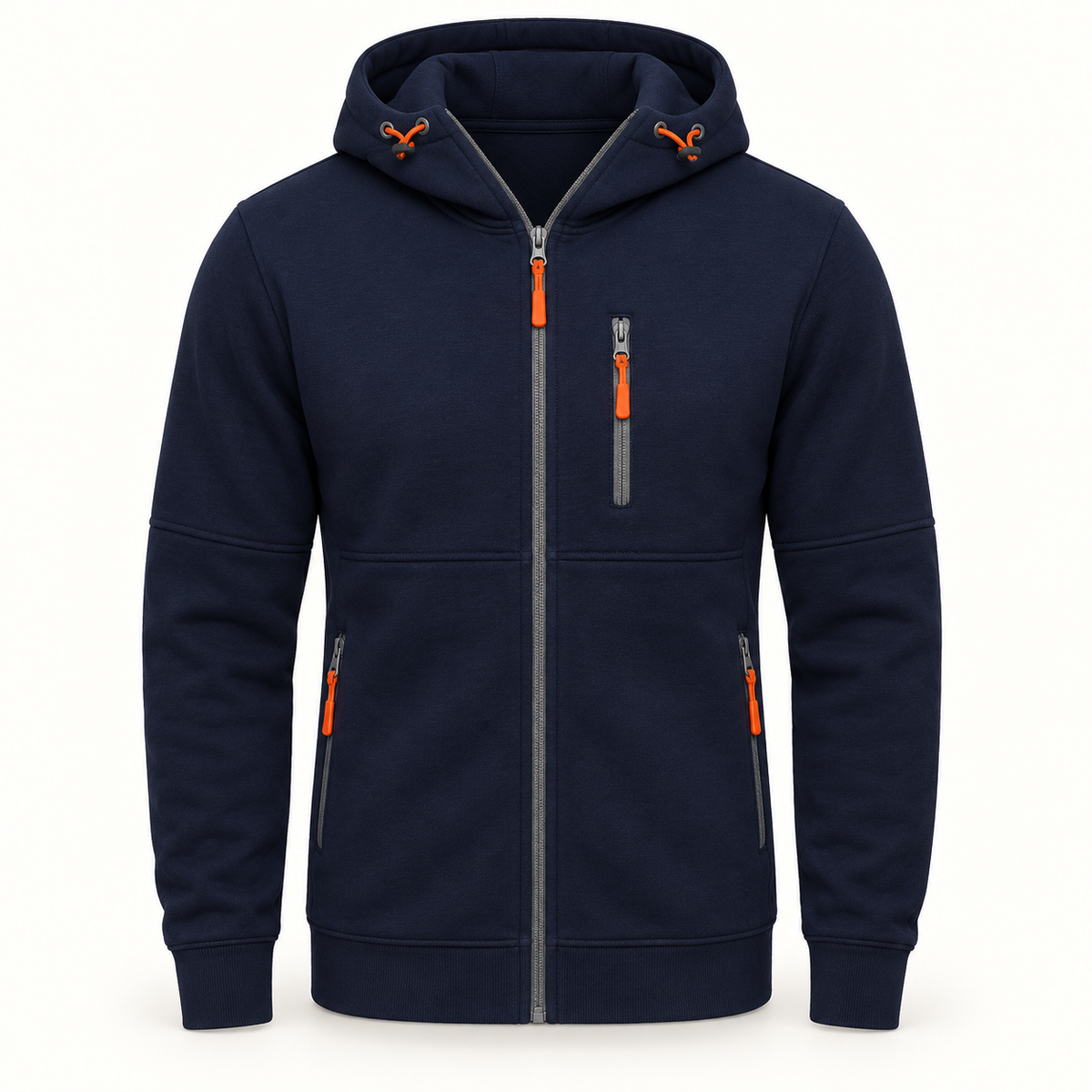 Veste randonnée 100 % coton bleue – vue de face
