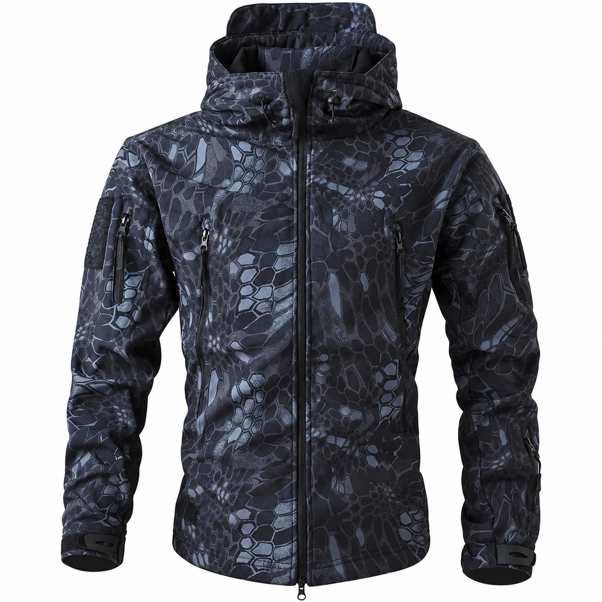 Veste hiver imperméable de randonnée motif bleu sombre – vue de face