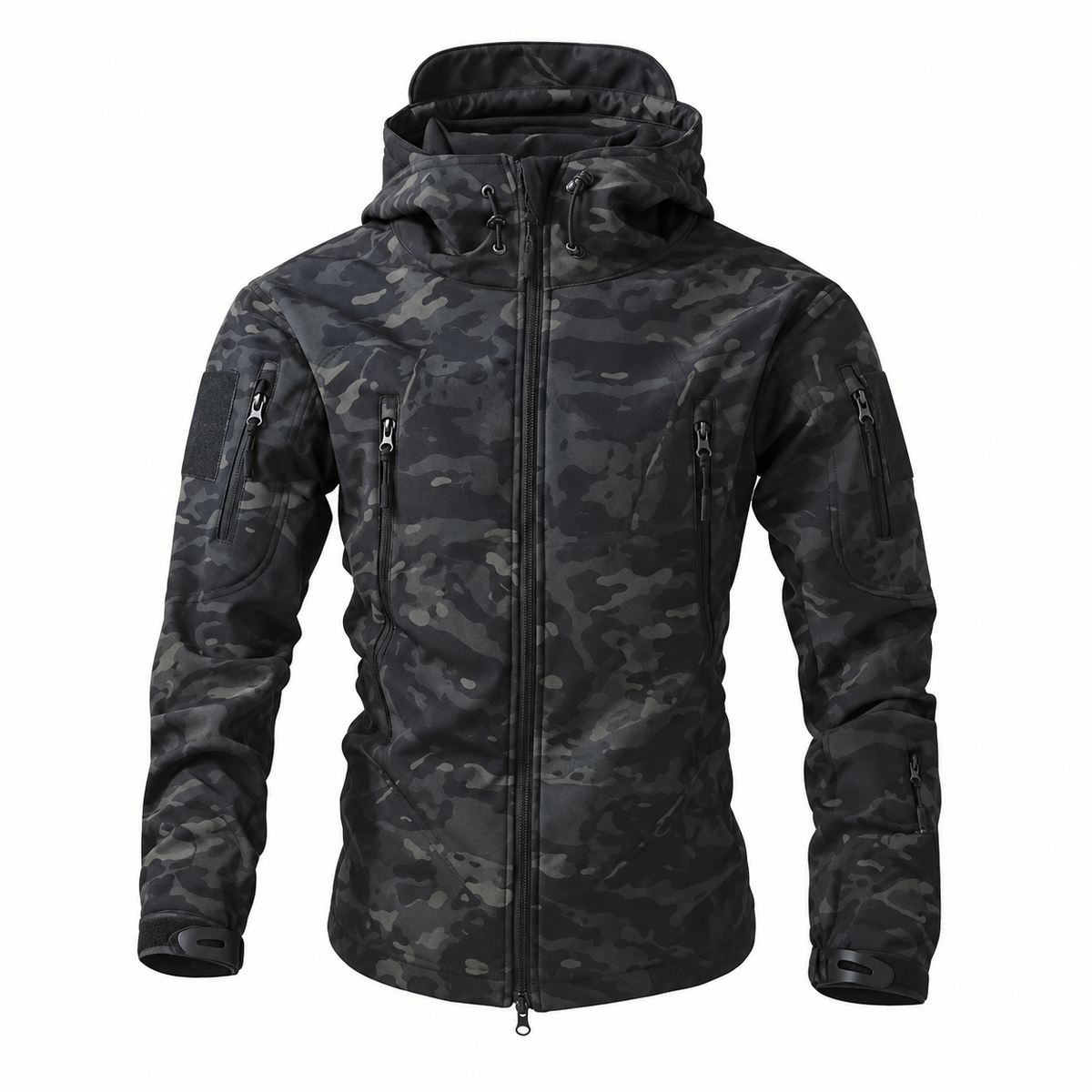 Veste hiver imperméable de randonnée camouflage gris – vue de face