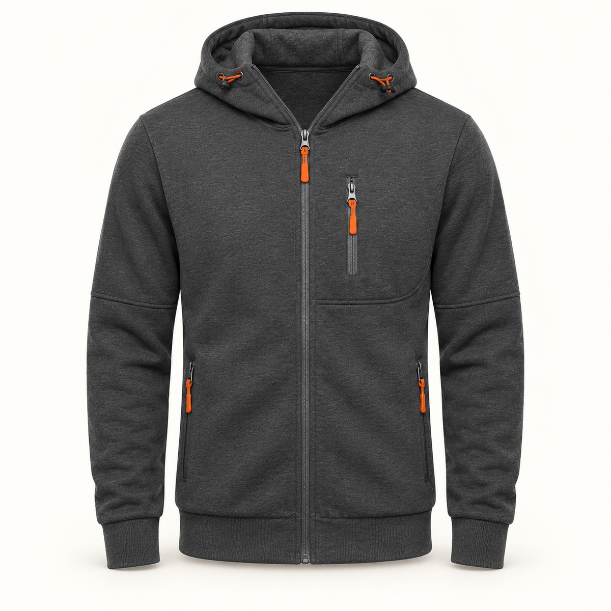Veste randonnée 100 % coton grise – vue de face