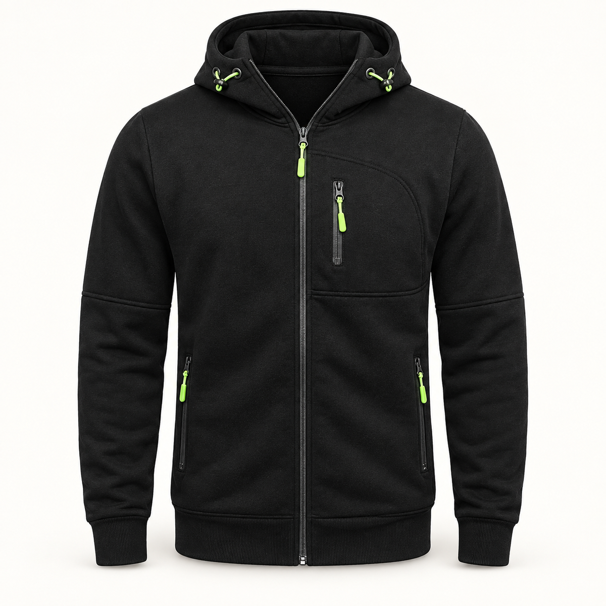 Veste randonnée 100 % coton noire – vue de face