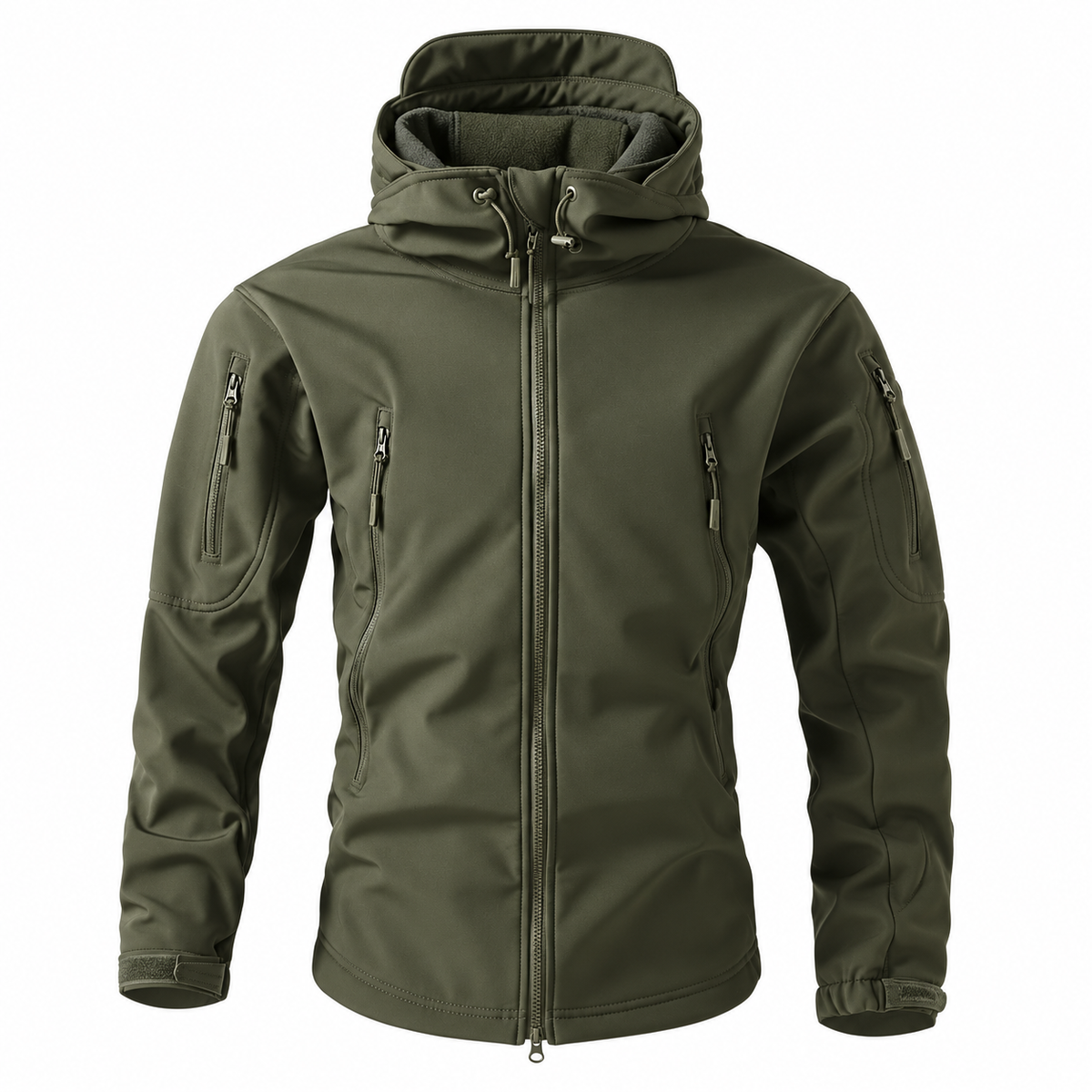 Veste hiver imperméable de randonnée vert olive – vue de face