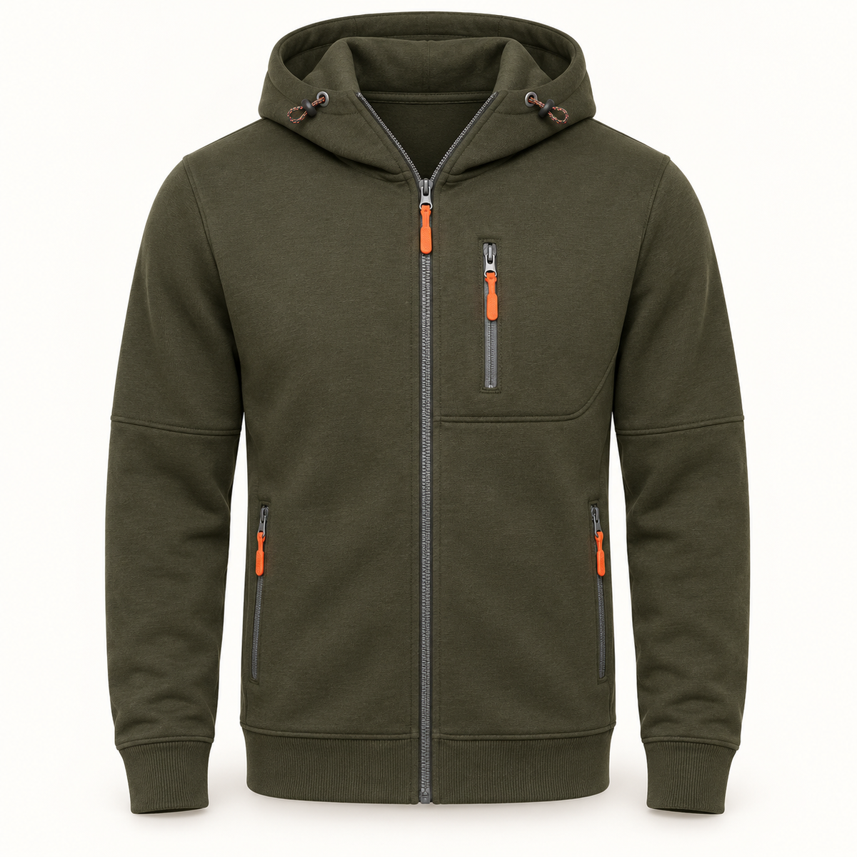 Veste randonnée 100 % coton verte – vue de face