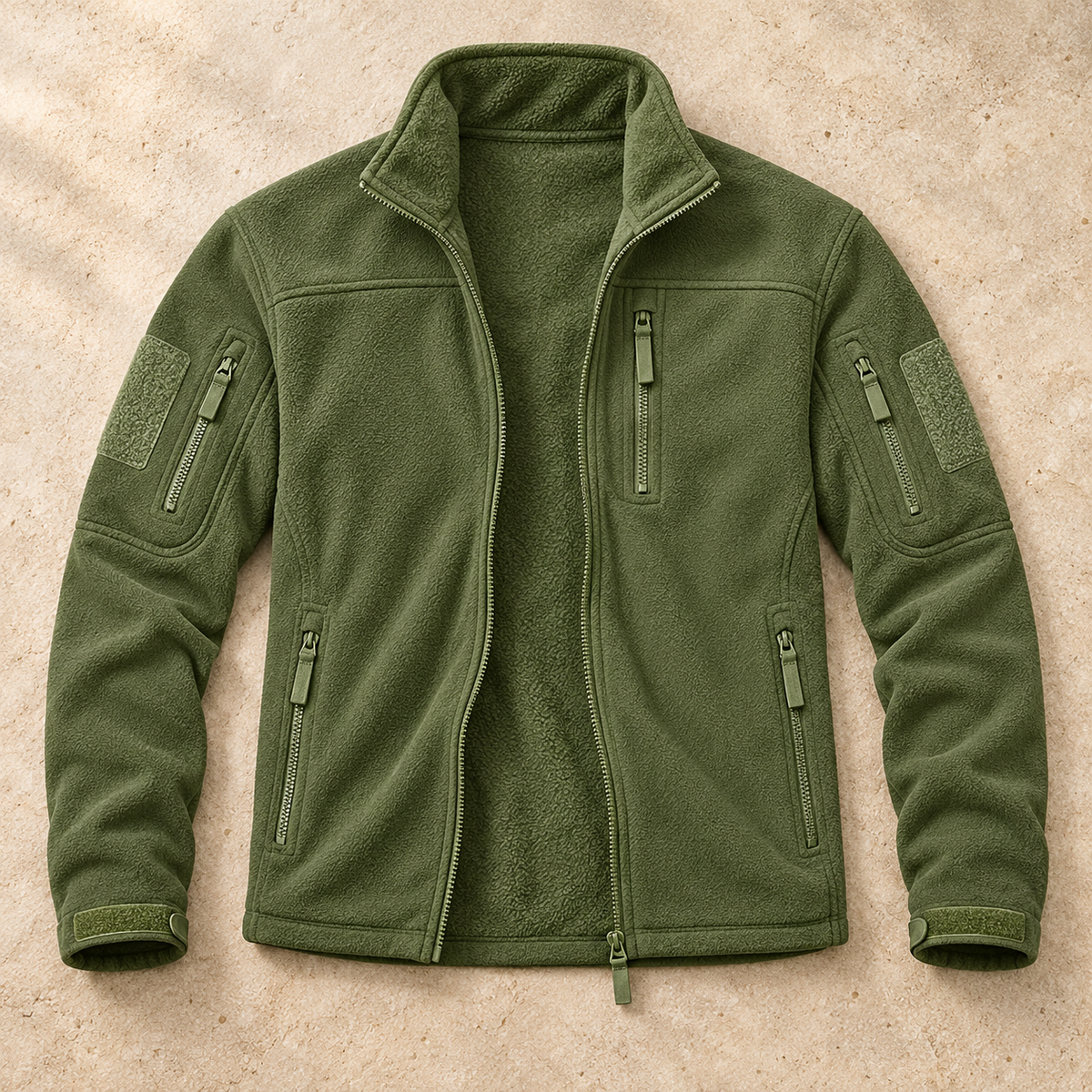 Polaire homme grande taille verte ouverte — intérieur