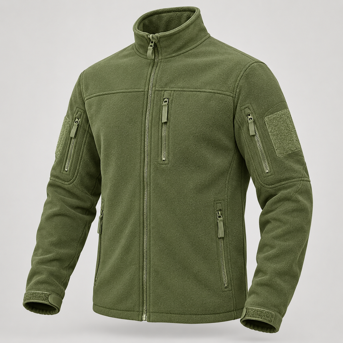 Polaire homme grande taille verte — vue trois-quarts
