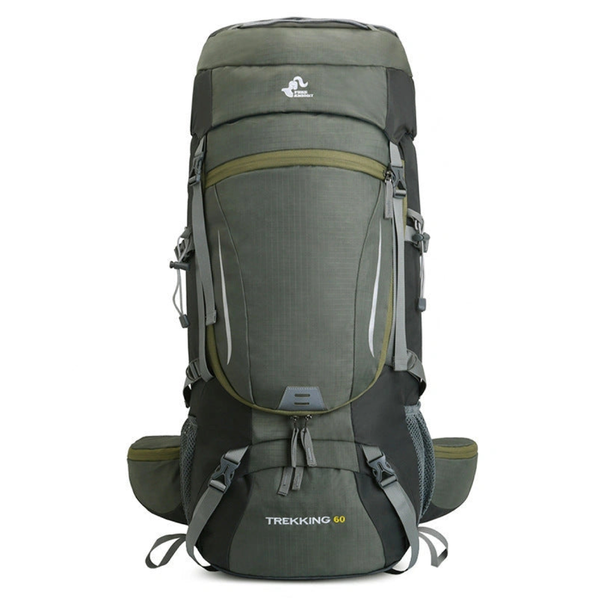 Sac à dos randonnée anti-transpiration vert 60L – vue de face