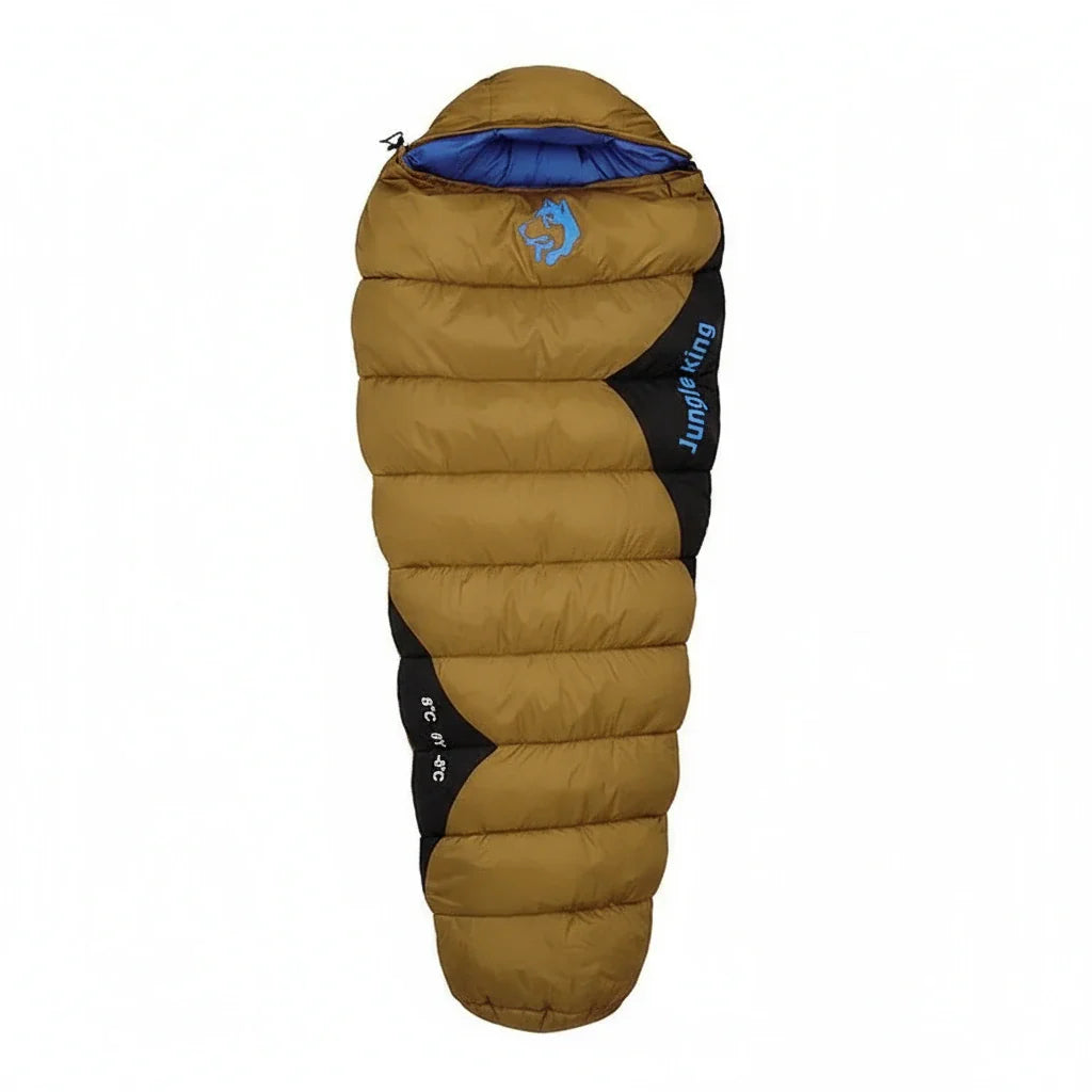 Sac de couchage marron clair pour bivouac en climat froid