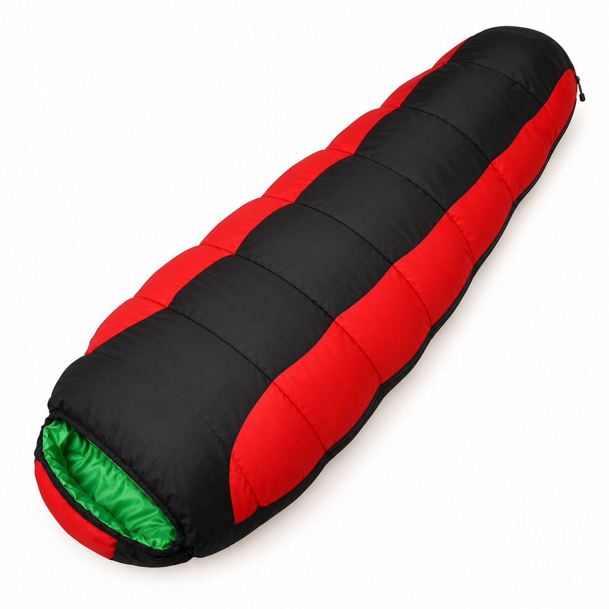 Sac de couchage 2 personnes rouge et noir fermé — packshot