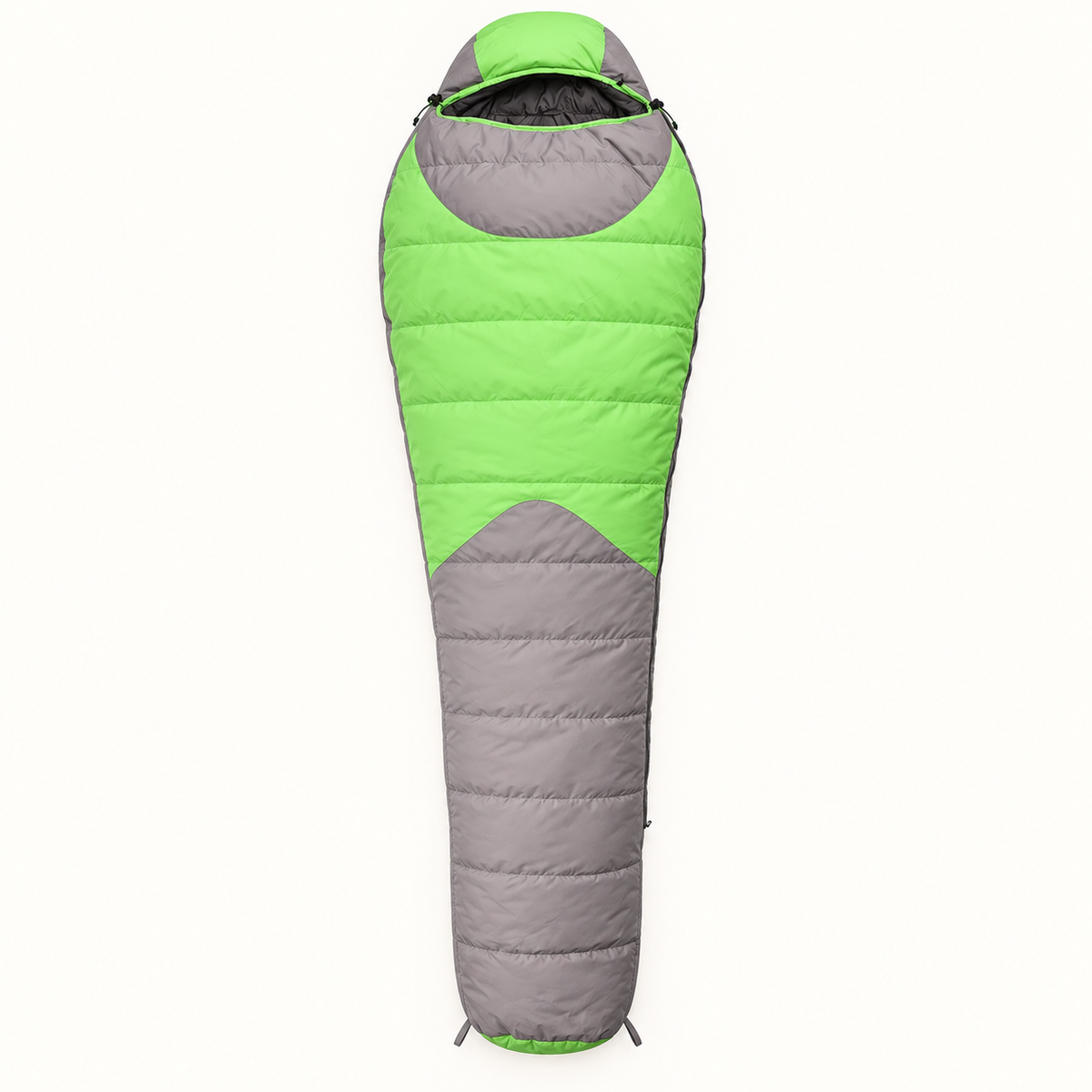 Sac de couchage duvet femme vert et gris – packshot