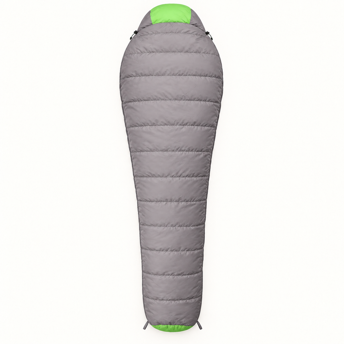 Dos du sac de couchage duvet femme vert et gris