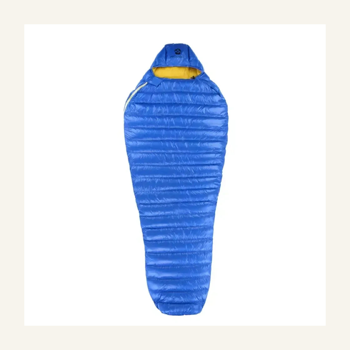 Sac de couchage duvet léger bleu avec doublure jaune