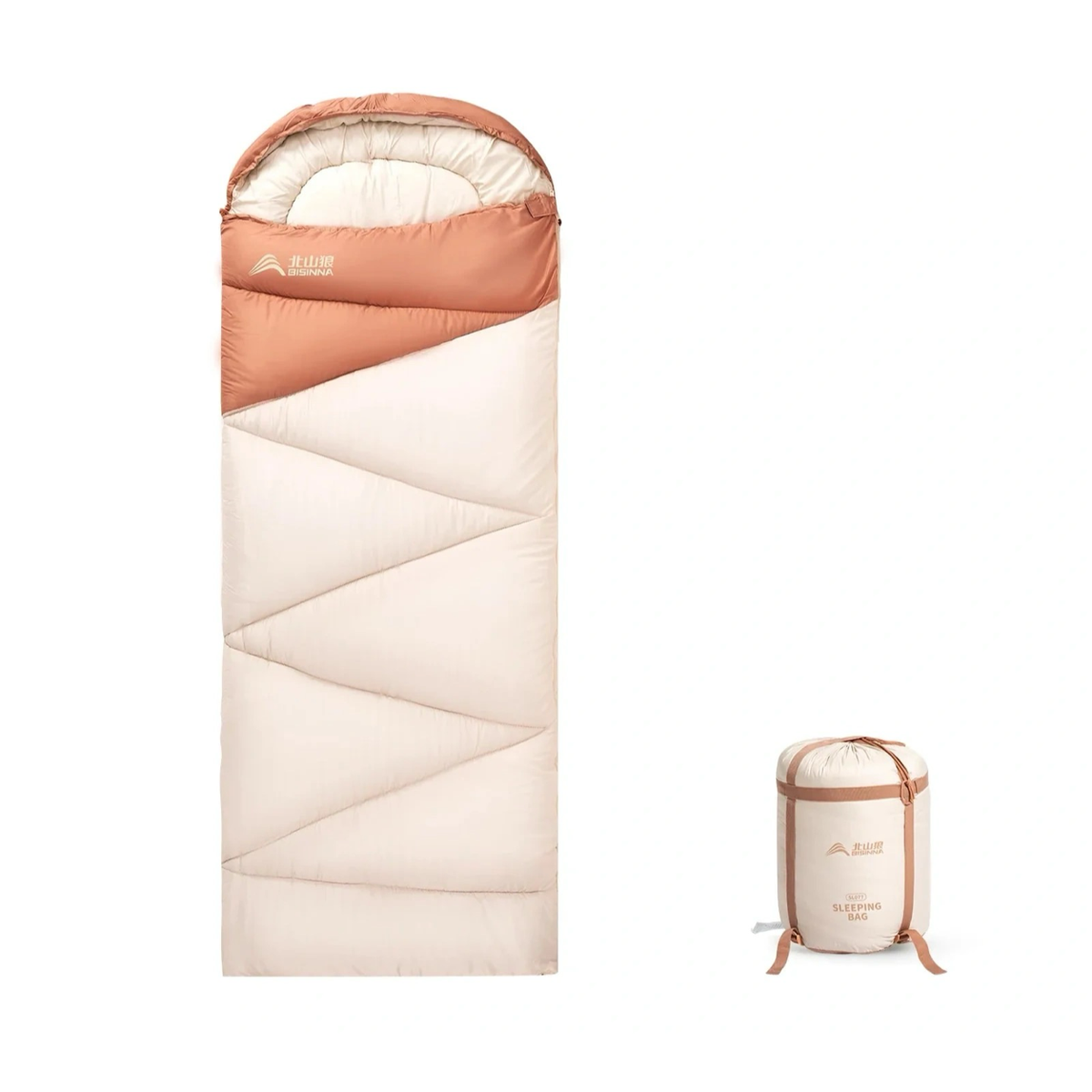 Sac de couchage enfant 0 °C beige et rose — vue entière