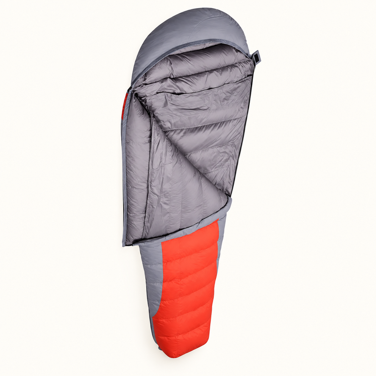 Sac de couchage femme -10°C orange ouvert — doublure