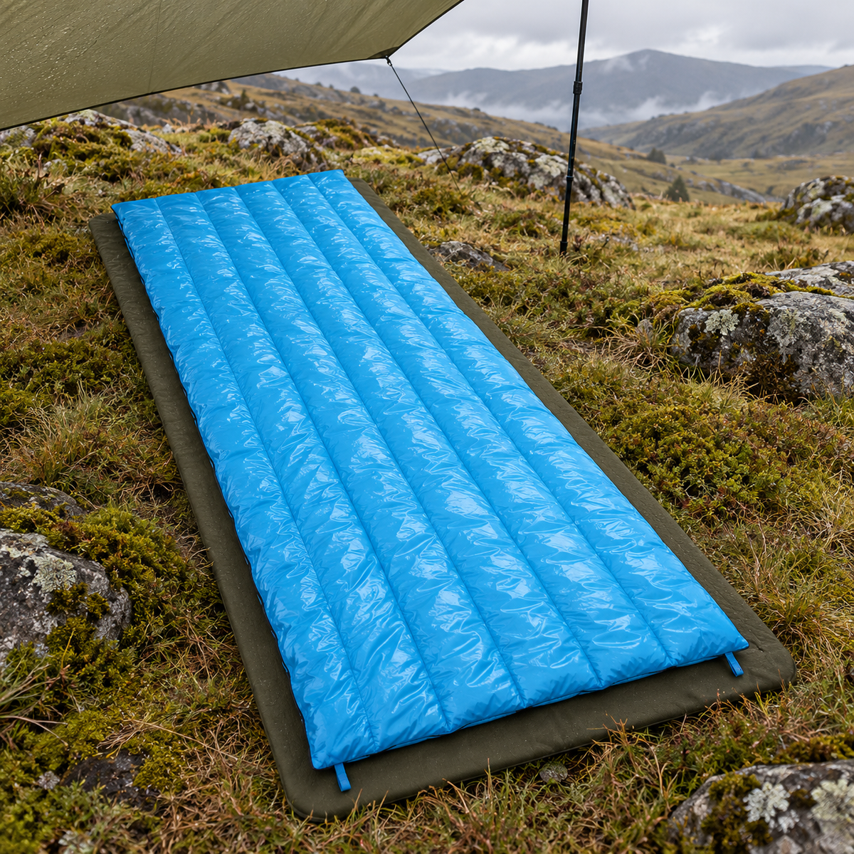 Sac de couchage rectangulaire 0 °C fermé – 06 situation bleu tarp hautes terres