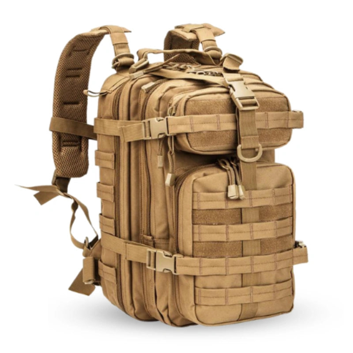 Sac randonnée vintage 30L beige — vue trois quarts