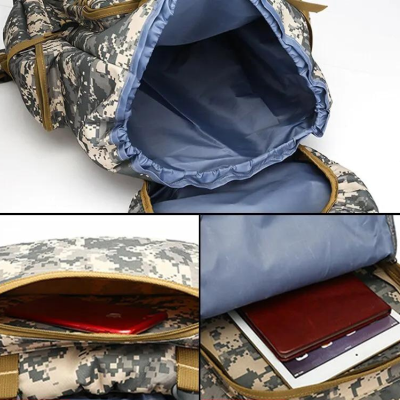 compartiments sac à dos randonnée homme 80l camouflage