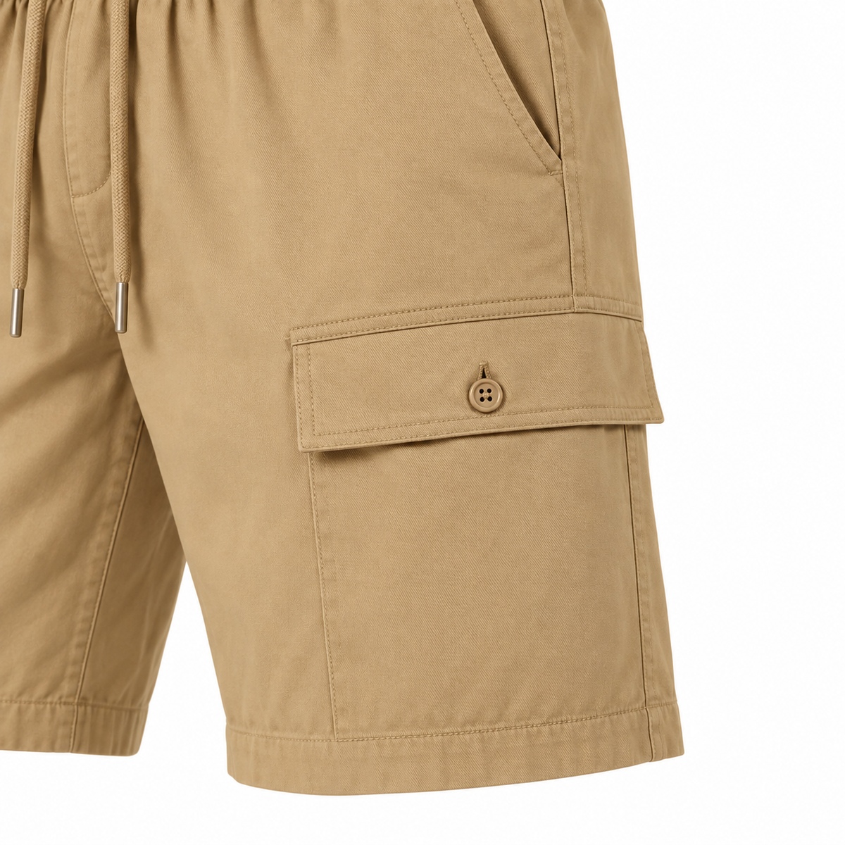 Short court randonnée homme beige – poche latérale à rabat boutonné