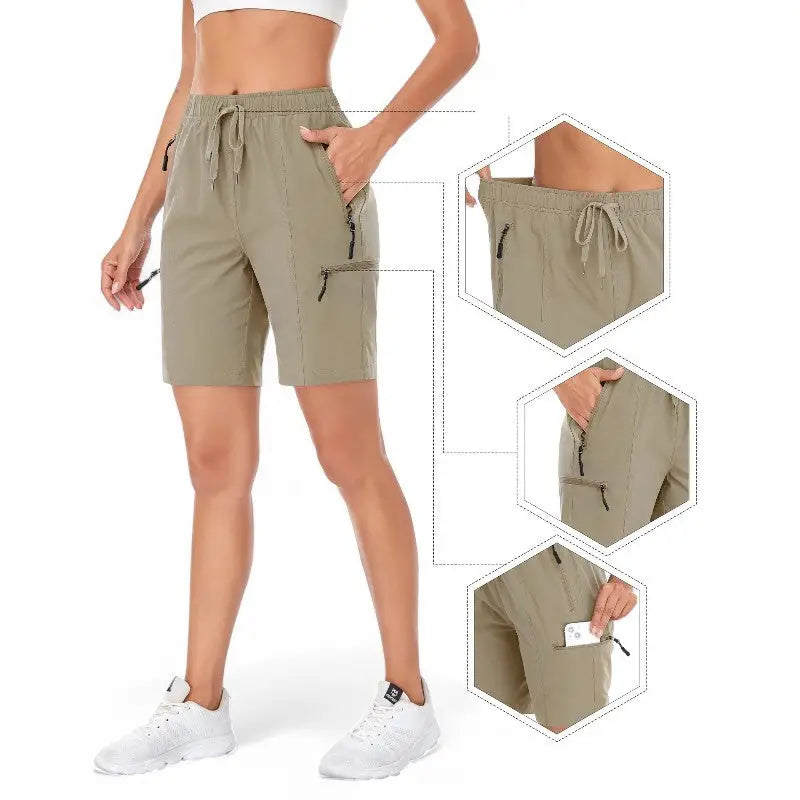 Short Randonnée Femme Kaki