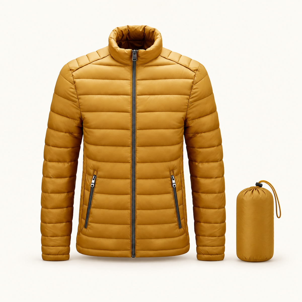 Sous doudoune homme ocre – avec sac de rangement