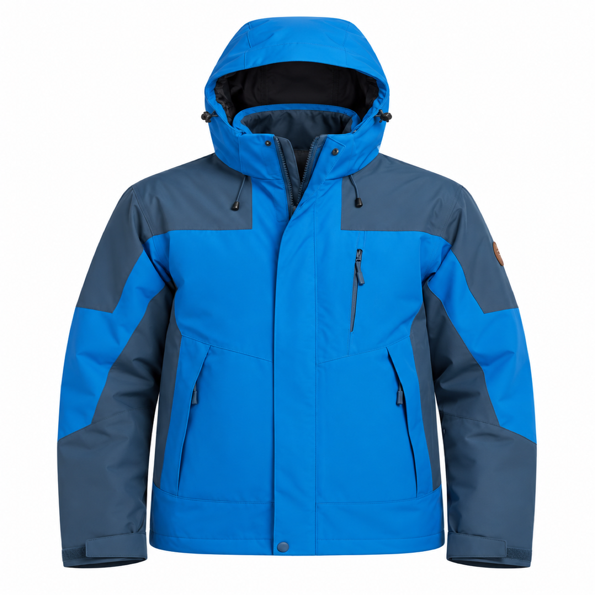 Veste anorak homme bleue vue de face sur fond blanc
