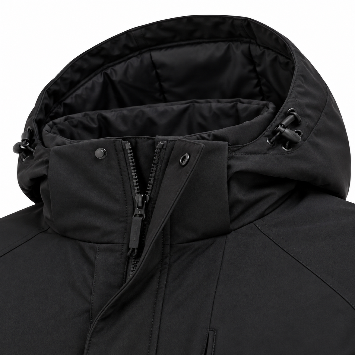 Capuche réglable et col protecteur de la veste anorak homme noire
