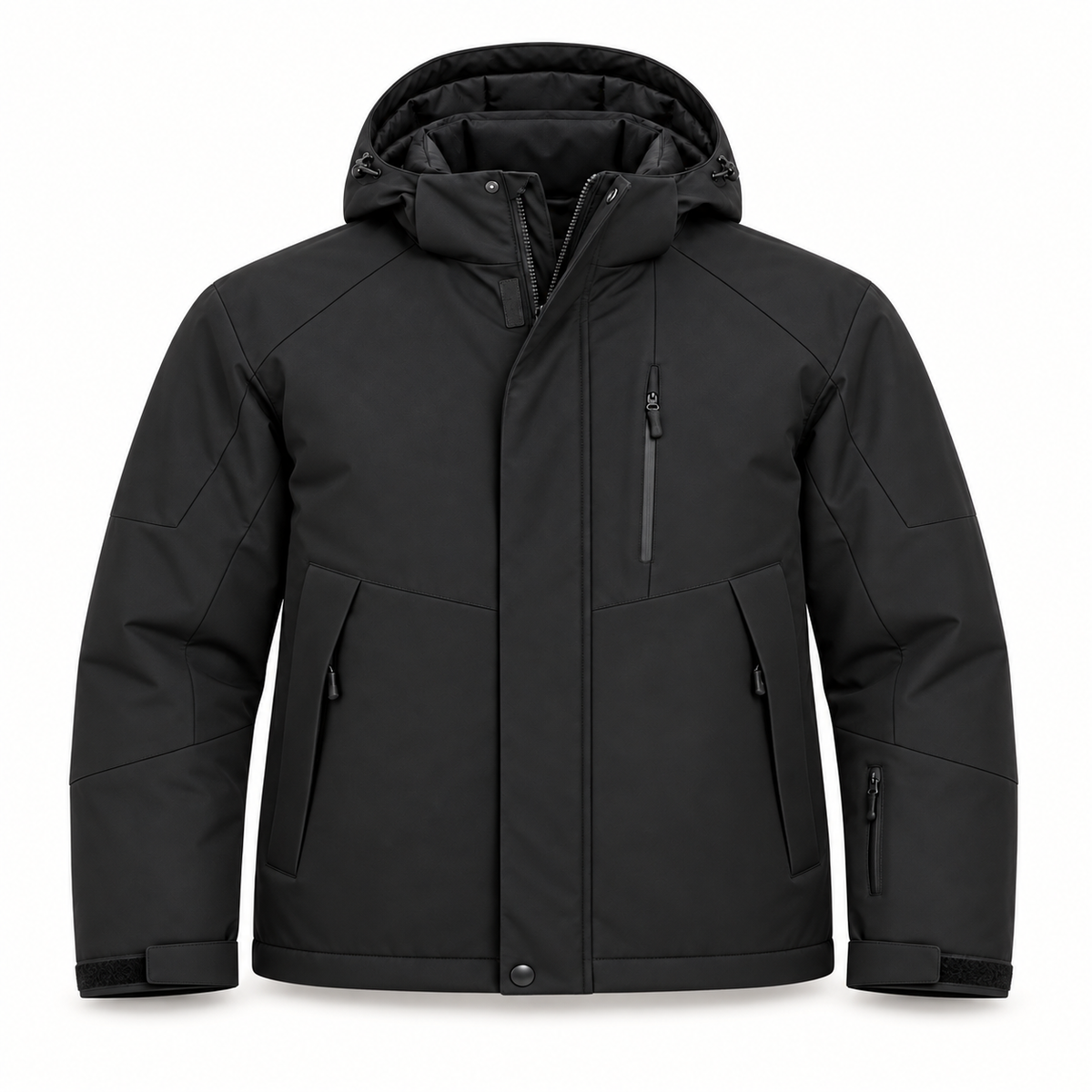 Veste anorak homme noire vue de face sur fond blanc