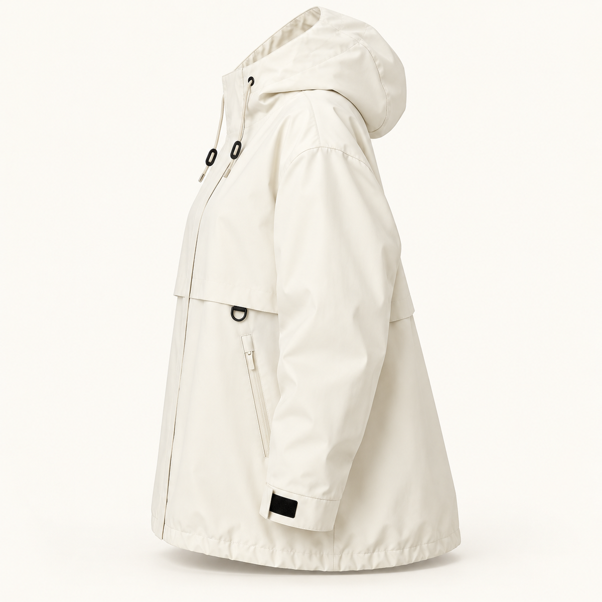 Veste de randonnée femme grande taille blanche – vue de profil