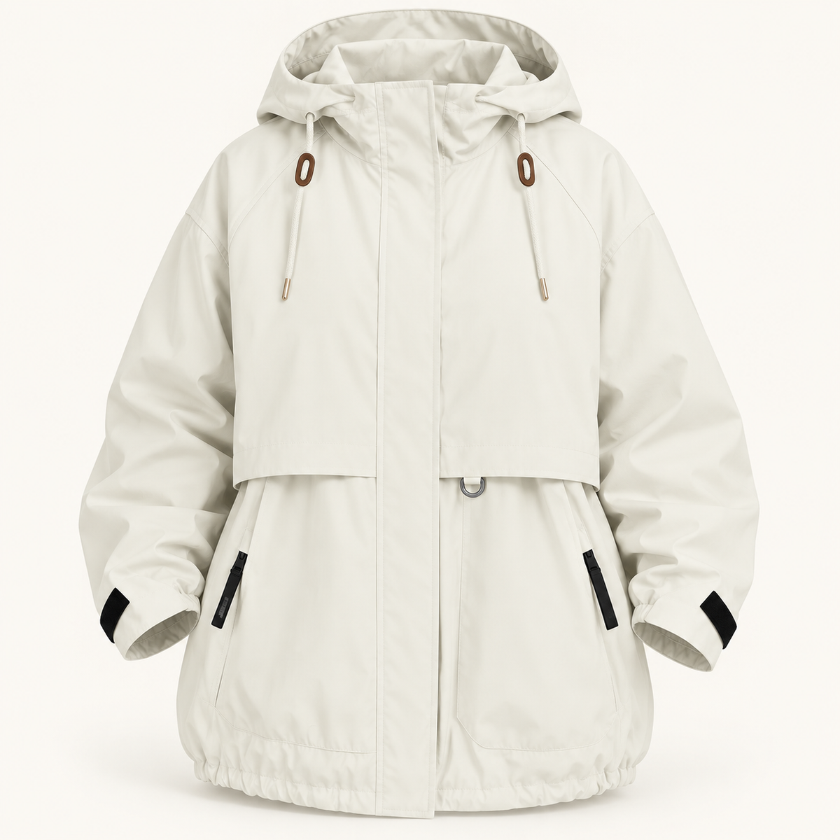 Veste de randonnée femme grande taille blanche – coupe ample vue de face